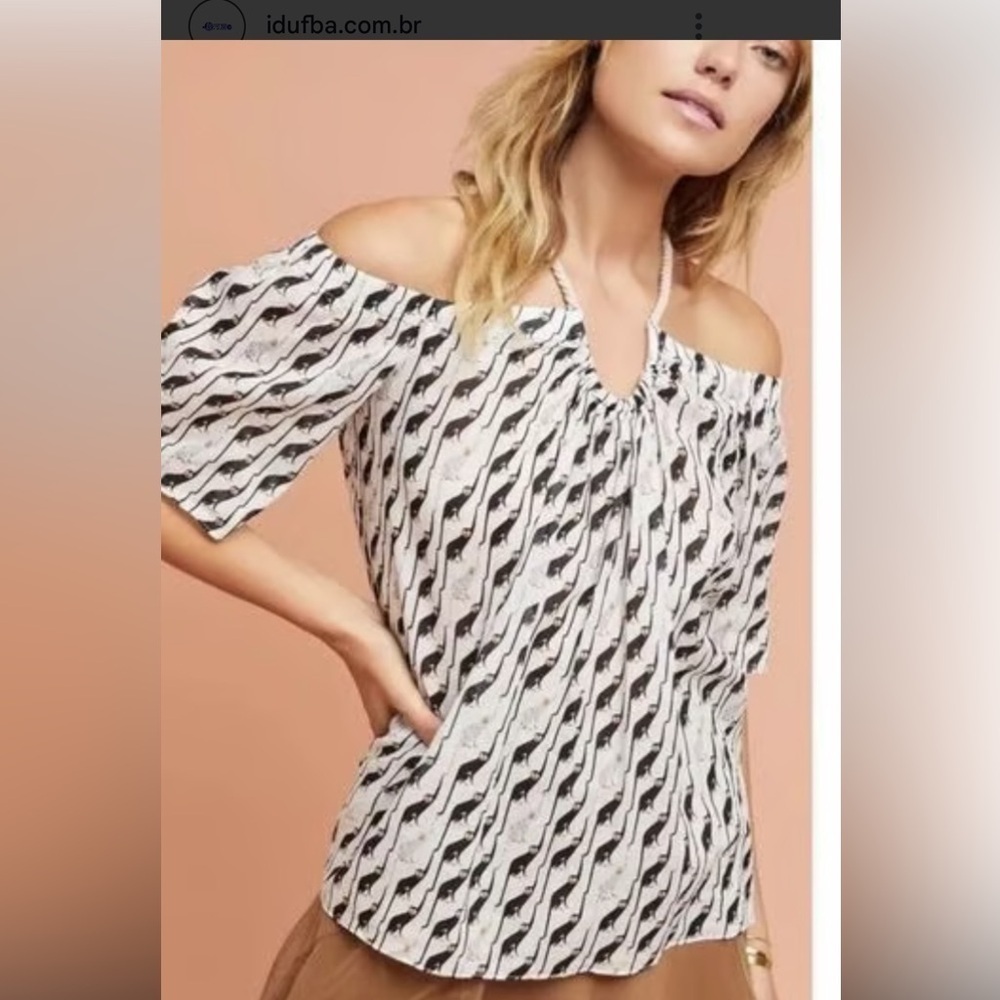 Bailey 44 by Anthropologie Black and White Patterned Blouse